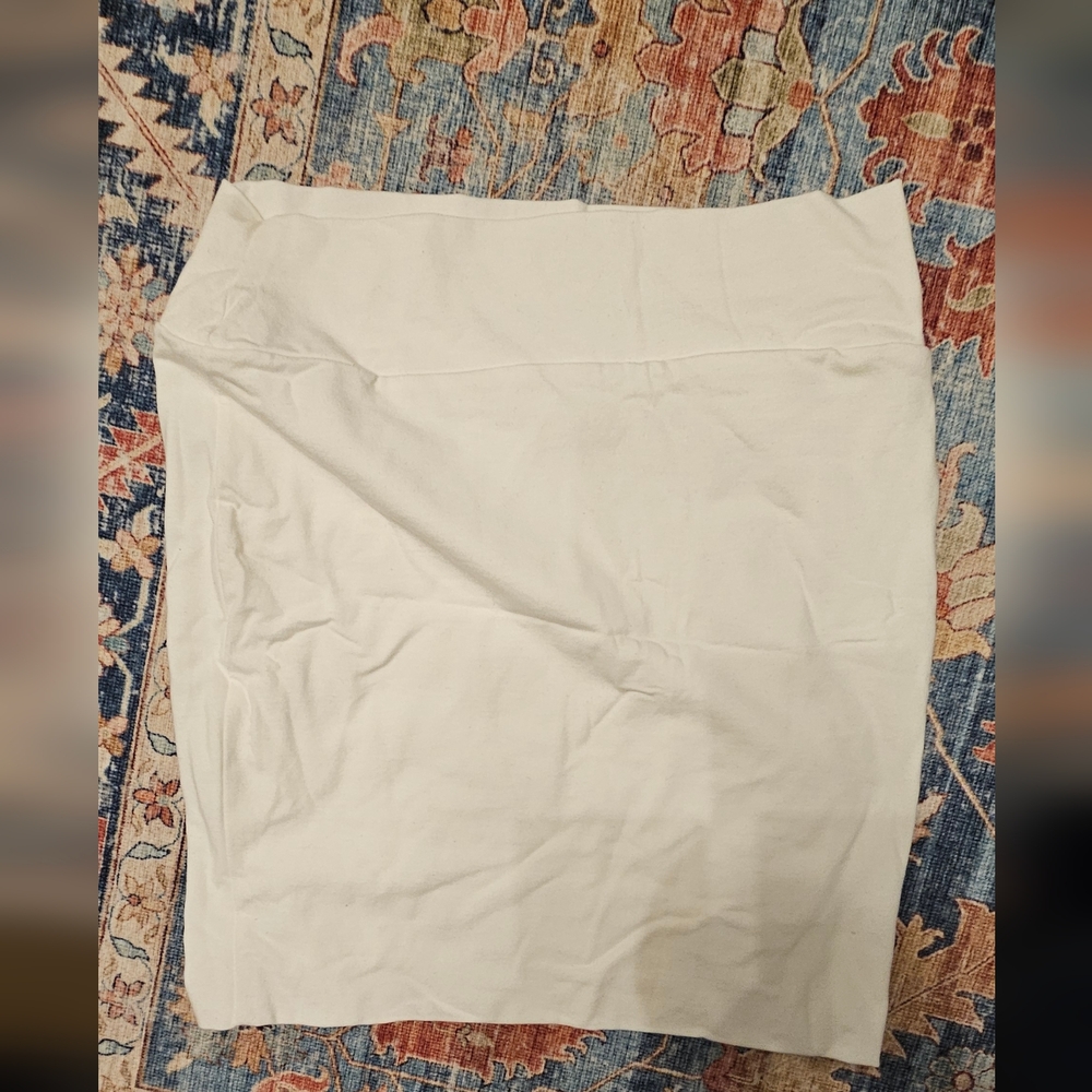 Elegant White Women's Skirt Cotton Elastic Size L
